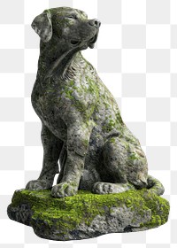 PNG Moss-covered stone dog statue