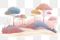 PNG Whimsical pastel landscape illustration, transparent background