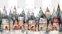 PNG Winter village border, transparent background