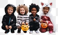 PNG kids in Halloween costumes, transparent background