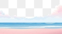 PNG beach illustration border, transparent background