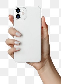 PNG  Hand holding white smartphone