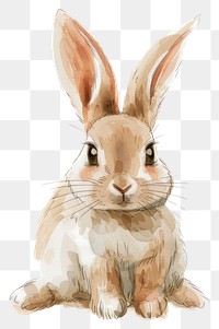 PNG Adorable watercolor bunny illustration