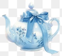 PNG  Elegant blue floral teapot illustration