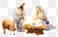 PNG Nativity scene with holy family, transparent background