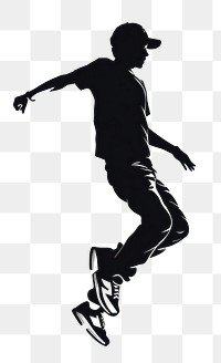 PNG silhouette of jumping skateboarder.