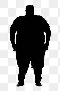 PNG Black and white silhouettes graphic vector of *chubby man*, full body, simple, solid dense black, isolated on white background --ar 5:7 --no shadow --v 5.2