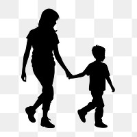 PNG Silhouette parent child walking