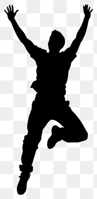 PNG Happy man jumping silhouette recreation stencil.