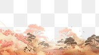 PNG Serene autumn landscape illustration border, transparent background