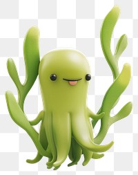 Cute green cartoon octopus illustration