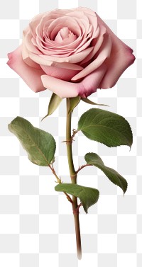 PNG  Elegant pink rose with leaves