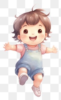 PNG Happy child in blue overalls