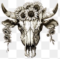 PNG Floral skull art illustration