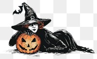 PNG  Witch with pumpkin illustration