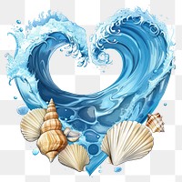 PNG Ocean heart seashells illustration