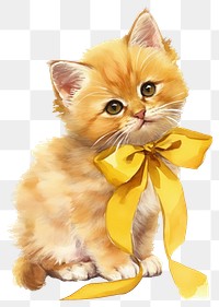 PNG Adorable kitten with yellow bow