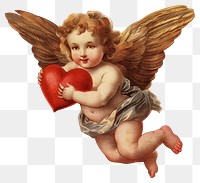 PNG Cherub holding red heart illustration