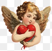 PNG Cherubic angel holding red heart