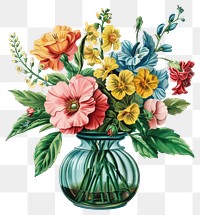 PNG Flowers bouquet vase painting graphics.