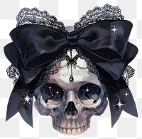 PNG  Gothic skull with lace bow