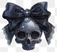 PNG  Elegant skull with lace bow