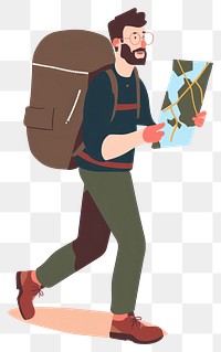 PNG Hiker navigating with map illustration