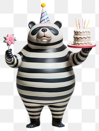 PNG Striped bear birthday celebration figurine