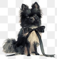 PNG  Cute dog with black bow