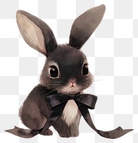 PNG  Adorable black bunny with bow