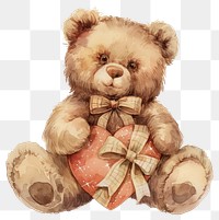 PNG  Cute teddy bear holding heart