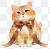 PNG  Adorable cat with brown bow