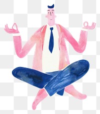 Meditating businessman in lotus pose