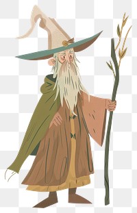 Wizard illustration with magical staff