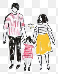 Hand-drawn family holding hands