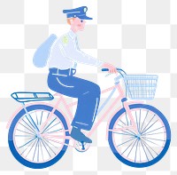 Police officer riding bicycle illustration