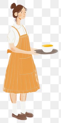 Waitress serving soup illustration