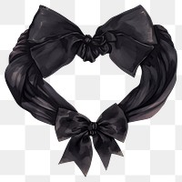 PNG  Elegant black bow heart illustration