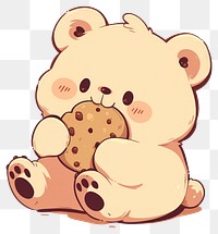 PNG Cute bear eating cookie illustration, transparent background