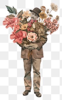 PNG Flower bouquet man carnation painting.