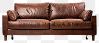 PNG Dark brown leather sofa furniture cushion pillow.