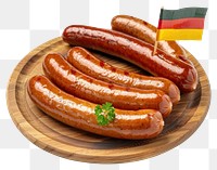 PNG German sausages on wooden plate