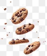 PNG Delicious chocolate chip cookies floating