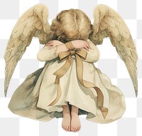 PNG  Sad angel with folded wings