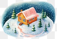 PNG Cozy snowy cabin illustration