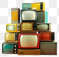 PNG Vintage retro televisions stacked display, transparent background