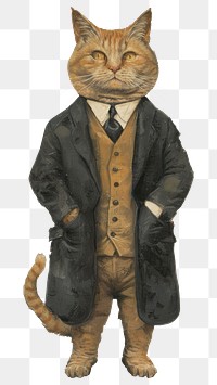 PNG  Cat in suit illustration