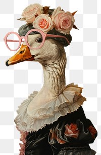 PNG  Quirky goose with vintage attire