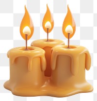 PNG Cute 3 candles dessert caramel cream.