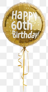 PNG  Golden 60th birthday balloon